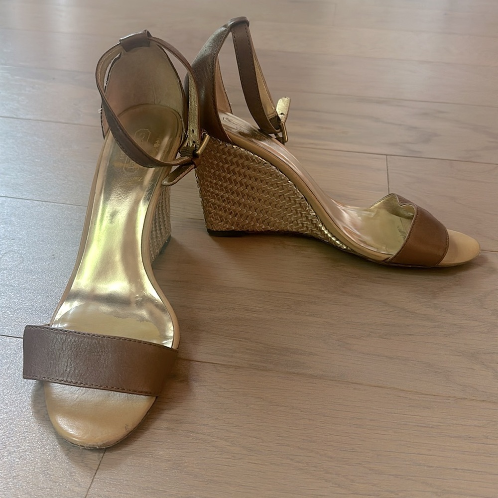 Coach Brown and Gold Wedge Heels size 9